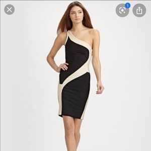Herve Leger Cyclone One Shoulder Dress